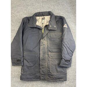 Bulwark Jacket Mens Large Flame Resistant Navy Blue FR Work Coat Quilted Lined